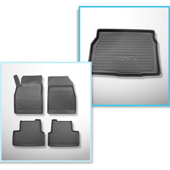 Bagagerumsmåtte og bilmåttesæt TPE PREMIUM skræddersyet til: Opel Astra J Couep (10.2011-12.2014) - uden en ekstra indlæg i bagagerummet; Også til GTC