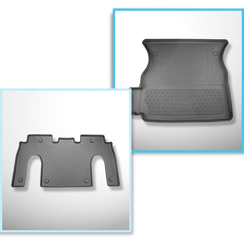 Bagagerumsmåtte og bilmåttesæt TPE PREMIUM skræddersyet til: Tesla Model X SUV (01.2021-....) - 6 sæder; II række; bag anden sæderække (tredje række ledig)