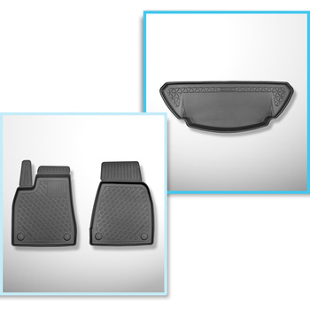 Bagagerumsmåtte og bilmåttesæt TPE PREMIUM skræddersyet til: Tesla Model X SUV (10.2016-12.2020) - 6/7 sæder; forreste sæt; Bagagerum foran