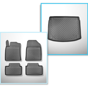 Bagagerumsmåtte og bilmåttesæt TPE skræddersyet til: Kia XCeed Crossover (09.2019-....) - øverste bagagerum (dobbeltgulv i øverste position); uden og med en højttaler; ikke til hybridversionen