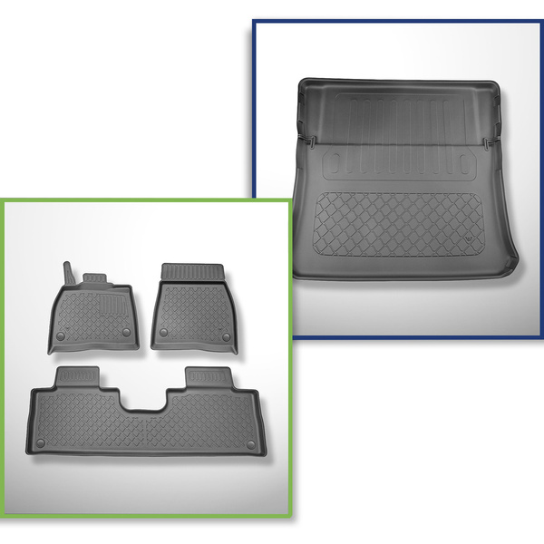 Bagagerumsmåtte og bilmåttesæt TPE skræddersyet til: Mercedes-Benz EQS X296 SUV (12.2022-....) - 7 pladser; tredje række ledig