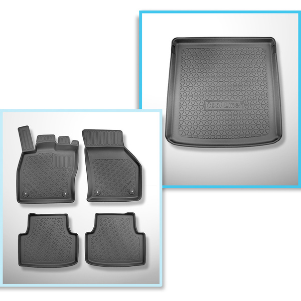 Bagagerumsmåtte og bilmåttesæt TPE PREMIUM skræddersyet til: Volkswagen Golf VIII Variant (11.2020-....) - øverste bagagerum; bevægeligt gulv i øverste position; ikke til mHEV