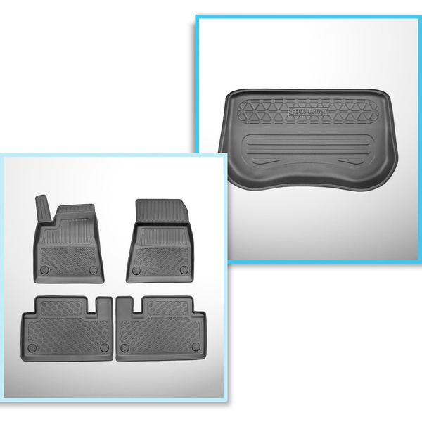 Bagagerumsmåtte og bilmåttesæt TPE PREMIUM skræddersyet til: Tesla Model 3 Sedan (07.2017-06.2020) - Bagagerum foran; 2 og 4 hjulstræk