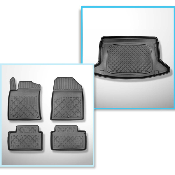 Bagagerumsmåtte og bilmåttesæt TPE skræddersyet til: Kia Ceed III CD Hatchback (06.2018-....) - nederste bagagerum; uden dobbeltdækket bagagerumsgulv