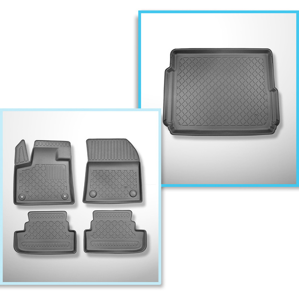 Bagagerumsmåtte og bilmåttesæt TPE skræddersyet til: Opel Grandland X Plug-in Hybrid SUV (11.2019-2021) - uden Hi-Fi-System FOCAL