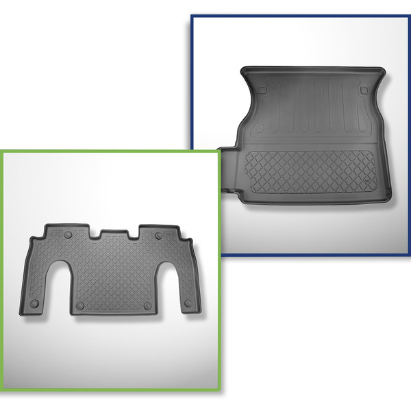 Bagagerumsmåtte og bilmåttesæt TPE skræddersyet til: Tesla Model X SUV (01.2021-....) - 6 sæder; II række; bag anden sæderække (tredje række ledig)