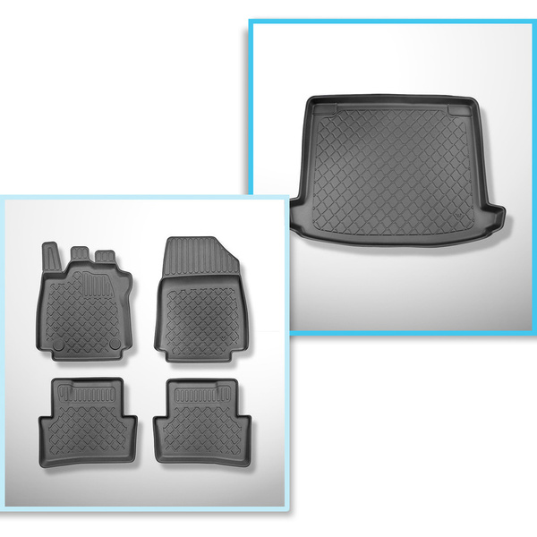 Bagagerumsmåtte og bilmåttesæt TPE skræddersyet til: Renault Clio IV Grandtour (03.2013-2023) - øverste bagagerum