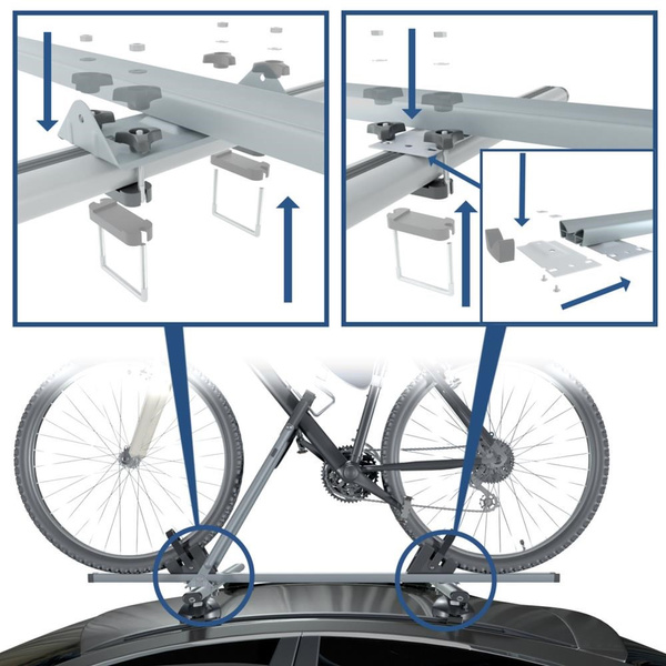 Cykelholder i aluminium til bilens tag - 3xM-17