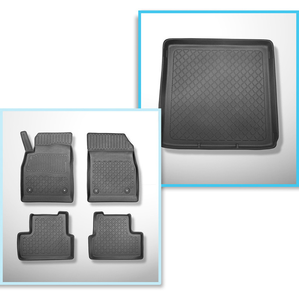 Bagagerumsmåtte og bilmåttesæt TPE skræddersyet til: Opel Astra J Sports Tourer (09.2010-03.2016)