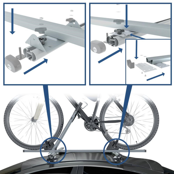Cykelholder i aluminium til bilens tag - 4xM-17
