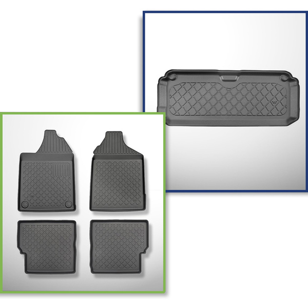 Bagagerumsmåtte og bilmåttesæt TPE skræddersyet til: Aixam Miniauto Cross Hatchback (2010-2016) - 4 pladser