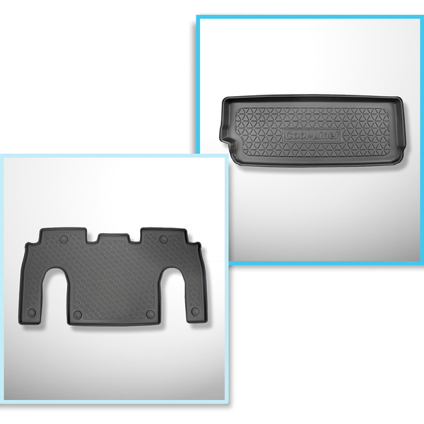 Bagagerumsmåtte og bilmåttesæt TPE PREMIUM skræddersyet til: Tesla Model X SUV (10.2016-12.2020) - 6 sæder; II række; Til rummet bag den tredje sæderække