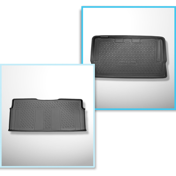 Bagagerumsmåtte og bilmåttesæt TPE PREMIUM skræddersyet til: Mercedes-Benz EQV 300 Varevogn (10.2020-....) - lang version (akselafstand 3.200 mm); Bilens længde 5.140 mm); bag tredje sæderække; uden opdelt bagagerum; Hel bagende 2. række (T - 2. række)