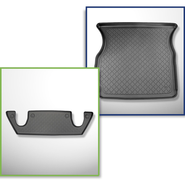 Bagagerumsmåtte og bilmåttesæt TPE skræddersyet til: Tesla Model X SUV (10.2016-12.2020) - 6 sæder; III række; øverste bagagerum; bag anden sæderække (tredje række ledig)